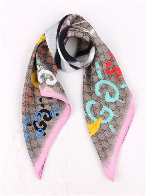 gucci graffiti scarf|gucci scarf female.